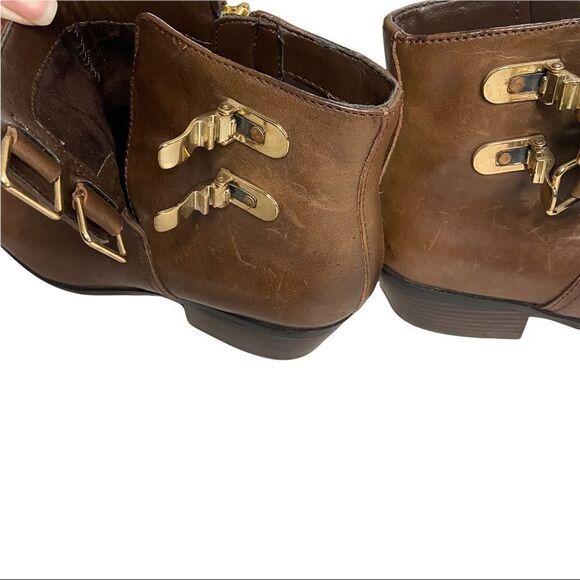 SAM EDELMAN PETER LEATHER ANKLE BOOTS BROWN - Picture 10 of 11